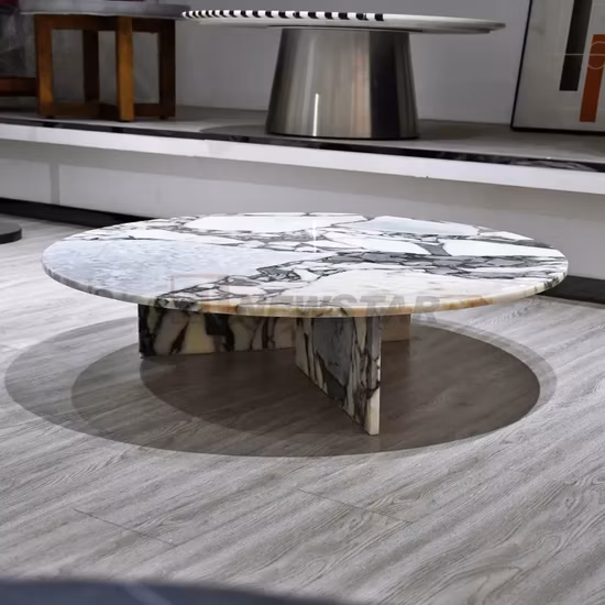 リビングルームの家具カラカッタヴィオラストーンコーヒーテーブルモダン大理石トラバーチンコーヒーテーブルサイドテーブルティーテーブル