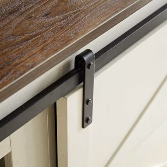 65 インチ以上のテレビ用テレビ スタンド、75 インチ テレビ用のホワイト エンターテイメント センター バーン ドア テレビ スタンド、65 インチ テレビ用のホワイト ファームハウス テレビ スタンド